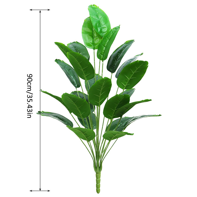 Grande verdure artificielle d'intérieur 35,4 pouces, verdure en plastique simulée pour la maison, le jardin, l'extérieur, le bureau, décoration moderne, feuille de bananier