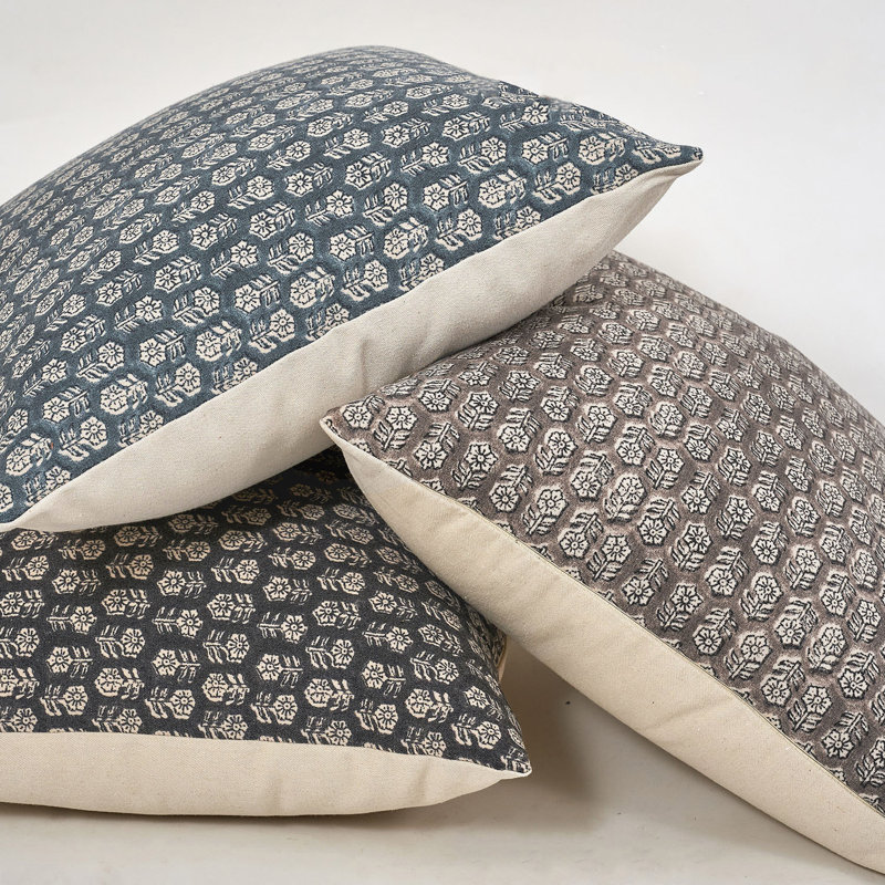 Housse de coussin Rapallo Floral, Bleu cendré, H 18 po x l 18 po