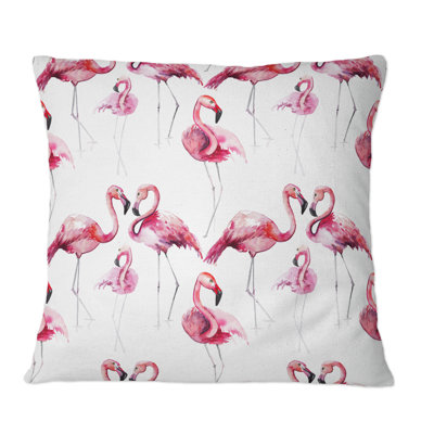 Flamant rose sur fond blanc I - Coussin décoratif à motif