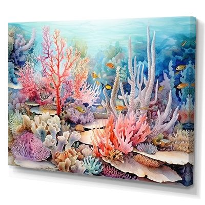 Rose et bleu sous l'eau, corail Wold I - art mural corail sous l'eau