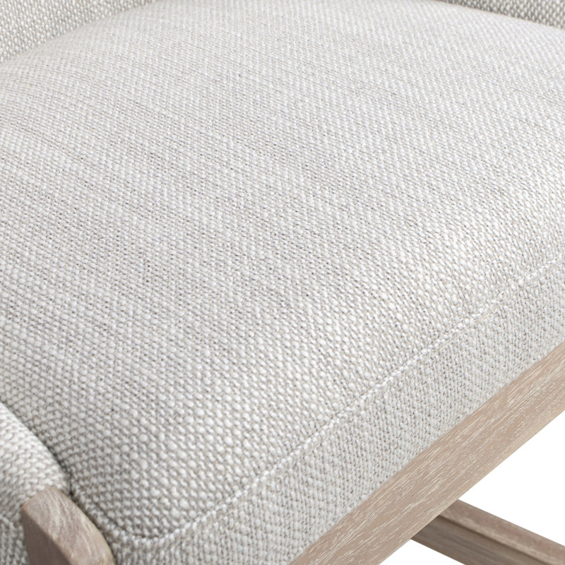 Clivia Coastal Curved Back Upholstered Counter Stool, Two-Tone Neutral Gray Polyester Wool Blend