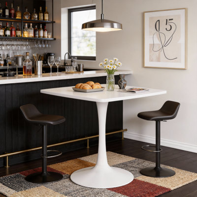 Dining Table For 4-6 People With Mdf Table Top, Pedestal Dining Table, End Table Leisure Coffee Table