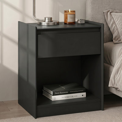 Modern Nightstand With Open Storage Shelf, Minimalist End Table