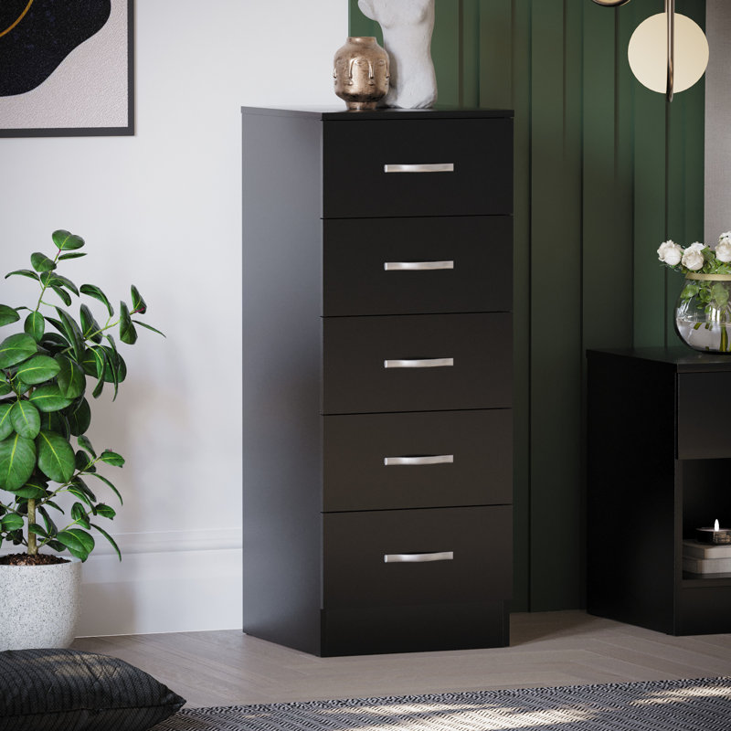Maybery 34.5cm W 5 - Drawer Chest of Drawers, Black