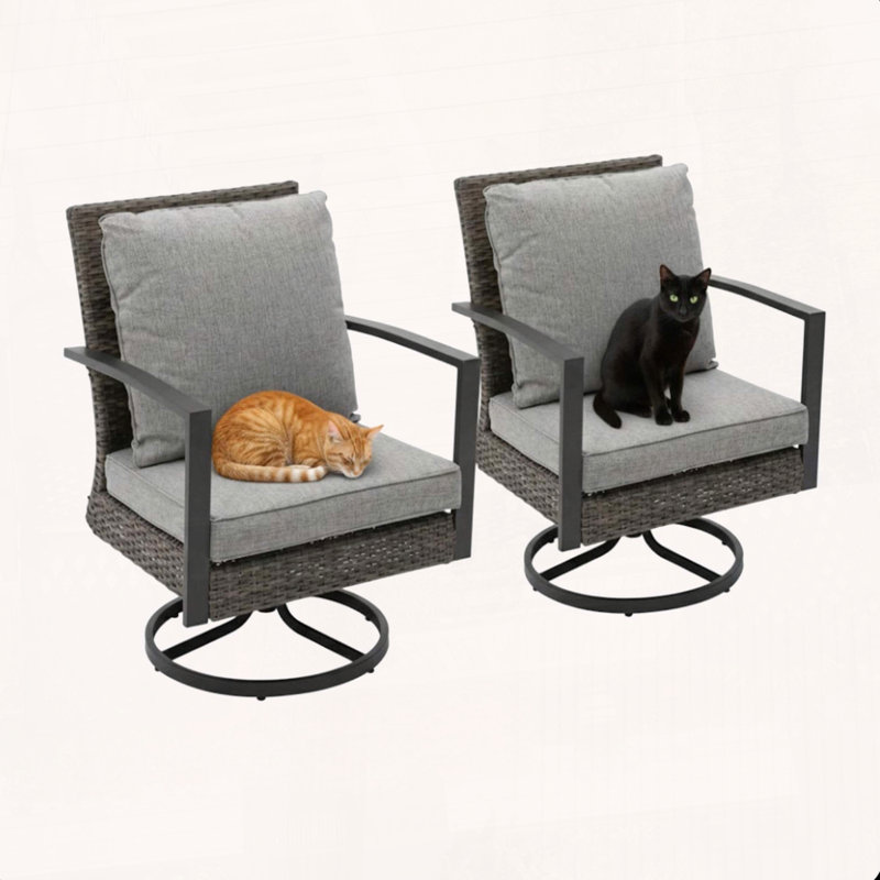 Ensemble de 2 chaises de patio berçantes pivotantes toutes saisons avec coussins moelleux