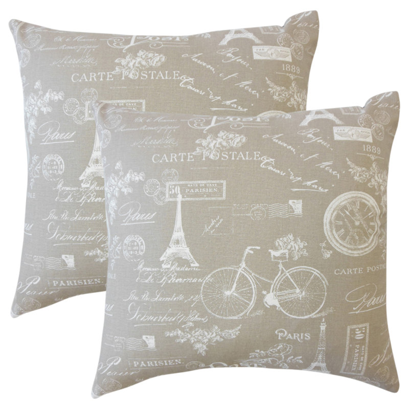 Cotton Reversible Throw Pillow, Gray