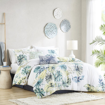 100% Cotton Comforter King - Tropical Plants In Fascinating Hues With Pattern