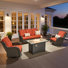 5 - Person Wicker Outdoor Conversation Set, Patio Sofa & Swivel Chair Set with Fire Pit and Cushions