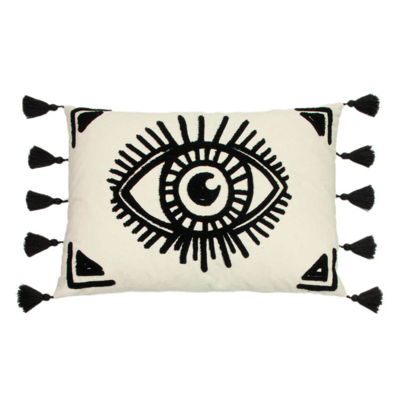 Ashram Geometric Rectangular Lumbar Cushion, Blush/Whie, Feather