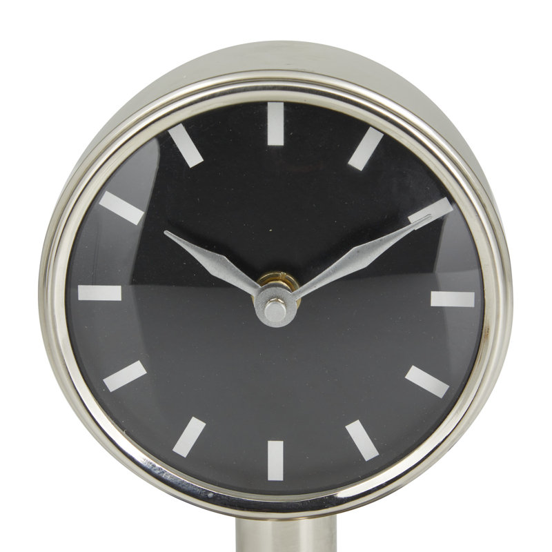 Analog Stainless Steel Mechanical Tabletop Clock, Silver
