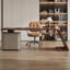 Bureau en bois manufacturé rectangulaire brun noisette + beige + acier au carbone avec 3 tiroirs-871915679-871915676