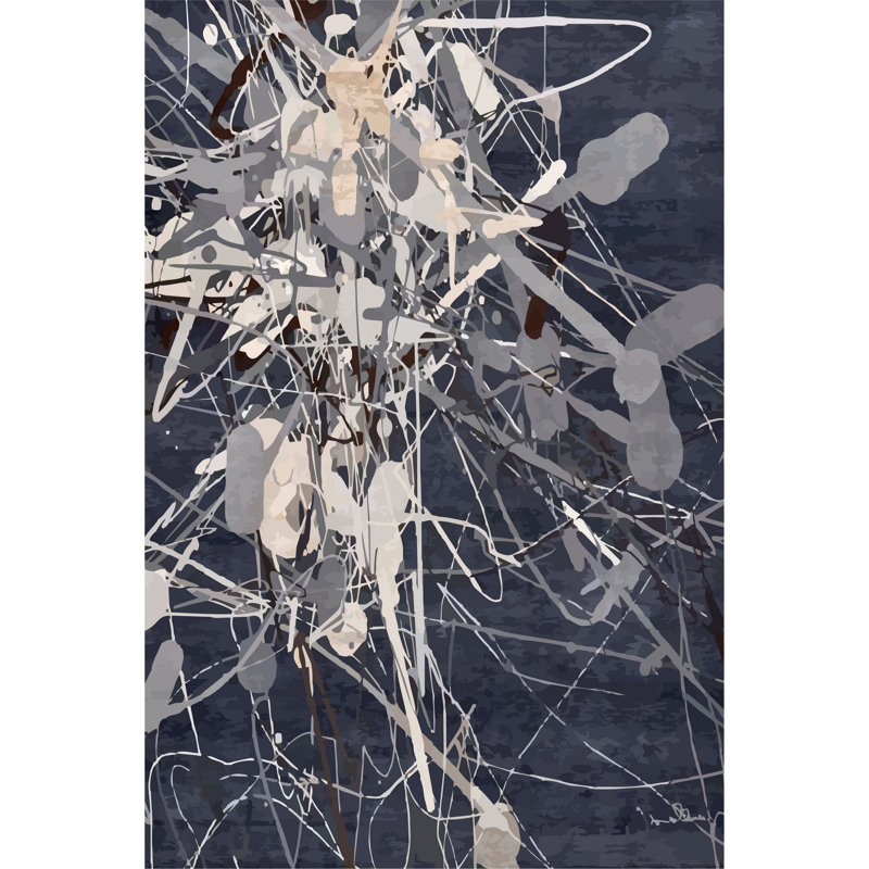 Tapis abstrait en jute tissé à la machine en gris / beige / gris anthracite, Tapis de couloir 2 pi 7 po x 9 pi 10 po
