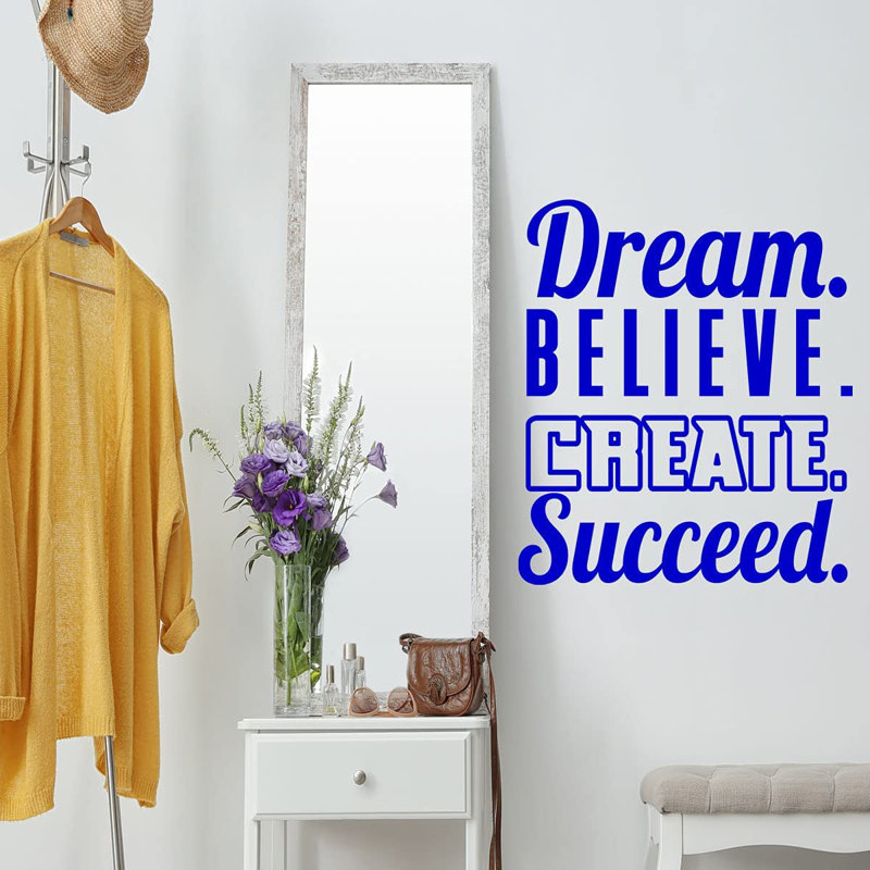 Adhésif décoratif chambre à coucher Quote, Bleu, H 33 po x l 30 po