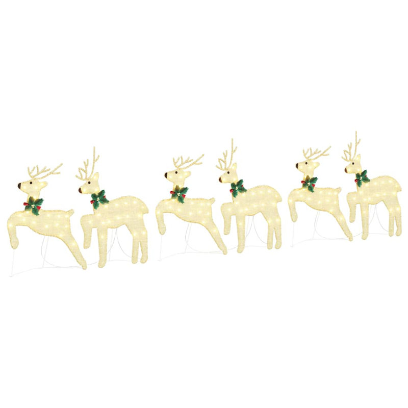 vidaXL LED Reindeers Fabric, Gold