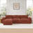 Boneless Adella L-Shaped Velvet Upholstered Sectional Sofa with Movable Ottoman-959504521-959026754