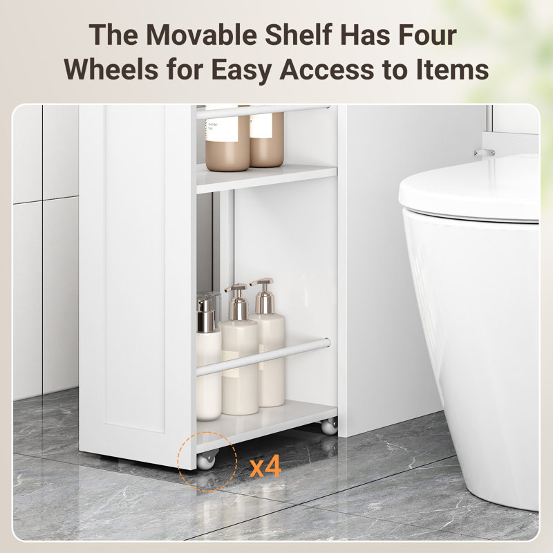 Over the Toilet Freestanding Storage with Cabinet, White