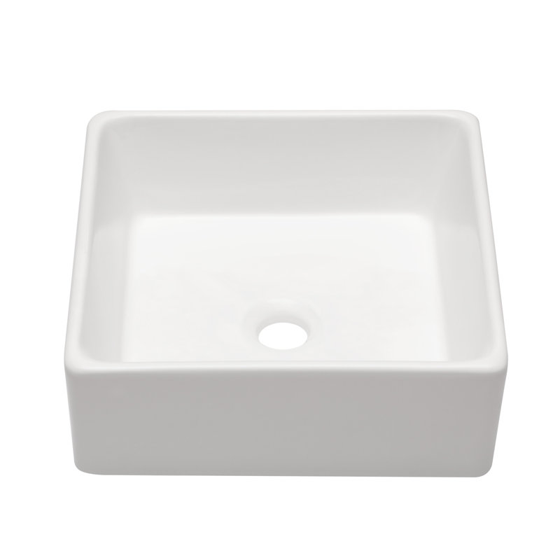 15'' x 15'' White Gloss Ceramic Square Vessel Sink