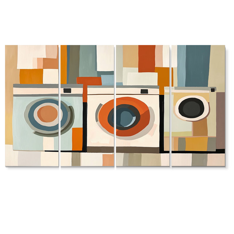 Orange Laundry Lines II - Ensemble d'art mural, H 28 po x l 48 po
