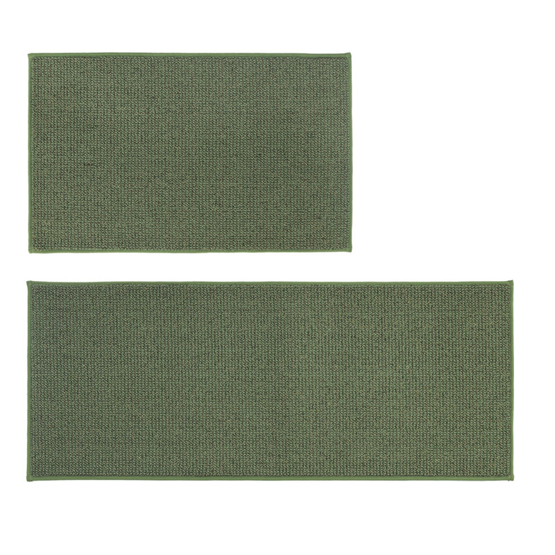 Solid Colour Non-Skid Kitchen Mat, Green, Runner 50.8cm x 121.9cm
