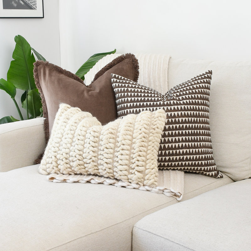 Brown Block Print Pillow Covers