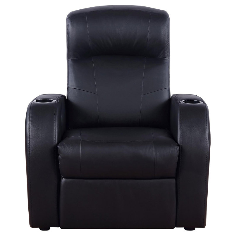 Fauteuil inclinable noir rembourré avec porte-gobelet