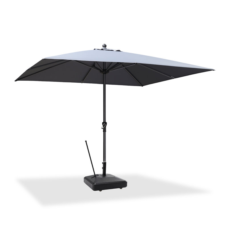 117 " W Market Umbrella with Crank Lift, Gray