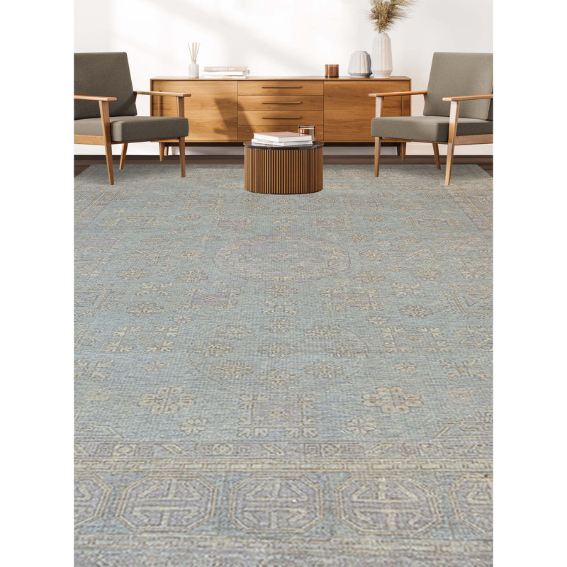 Wool Oriental Area Rug in Gray, Rectangle 2' x 3'