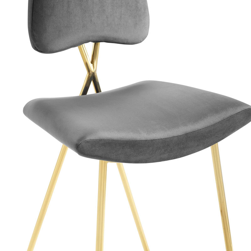 Ensemble de 2 tabourets de bar performance en velours Ponder par Modway, Gris