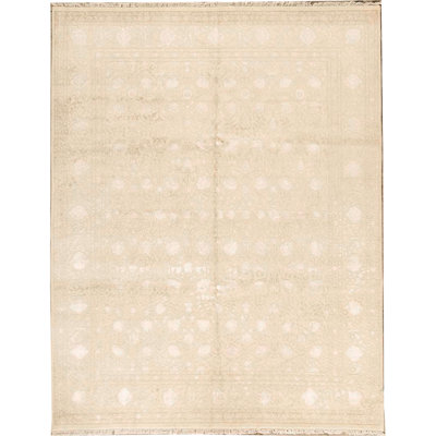 Hand-Knotted High-Quality Cream and Cream Area Rug