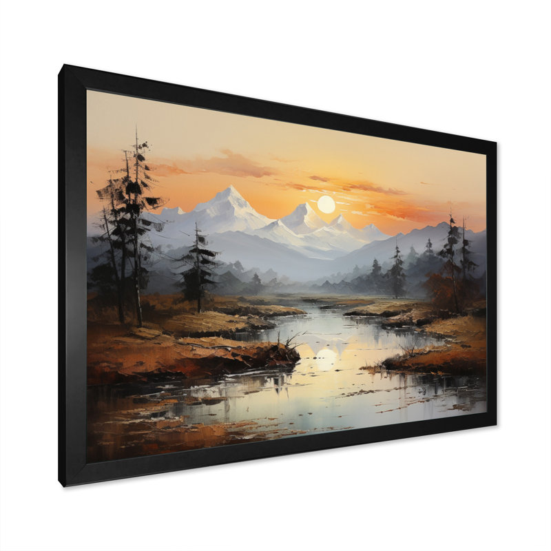 Sunset River Retreat - Landscapes Canvas Prints, H 24 po x l 32 po x P 1 po, Cadre photo noir