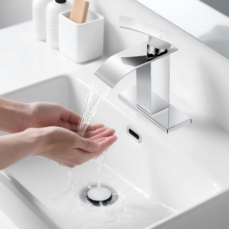 Robinet de salle de bain contemporain en acier inoxydable sans effort
