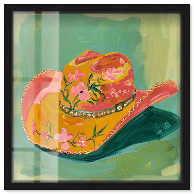 «Wildflower Cowboy Hat Shadowbox Print Trendy Cowboy Decor» par Art Remedy