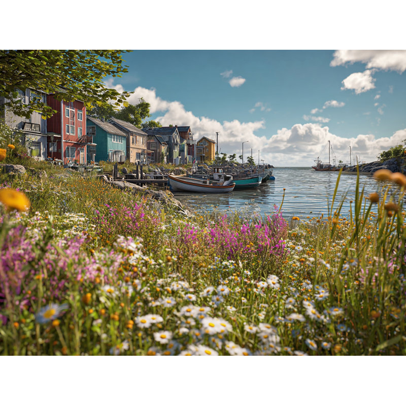 Harbor in Bloom - Art mural sur toile tendue, H 16 po x l 24 po