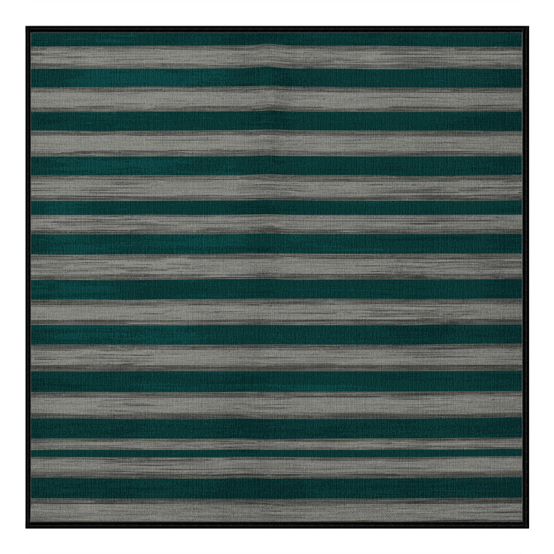 Machine Washable Horizontal Stripes Green Area Rug