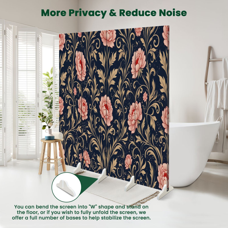 Paravent 4 panneaux à cloison pliable Royal Vintage, 71" H x 64" W x 1" D, 4