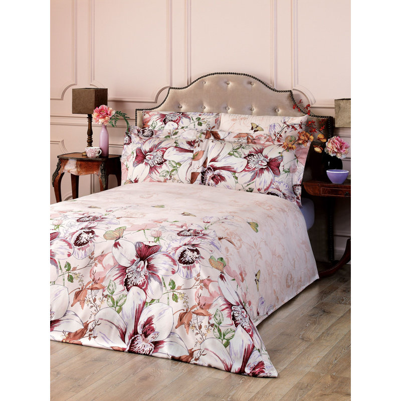 Drap-housse en rayonne à motif floral Orchids, Drap-housse de taille double