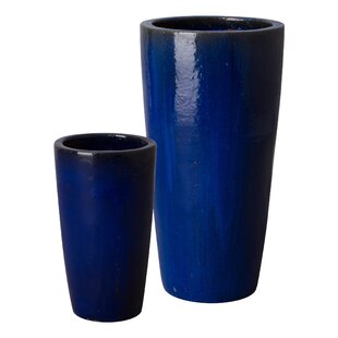 Hyphen Tall Glazed Ceramic Planters Blue