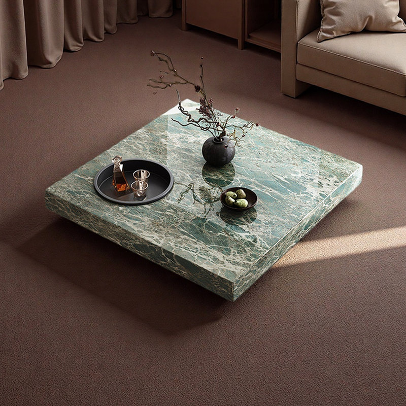 Table basse en ardoise avec tiroir et plateau Minimalisme, H 12,99 po x L 35,43 po x l 35,43 po, Vert