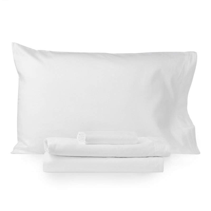 Nuevo 100% Cotton Sateen Sheet Set, White, Queen