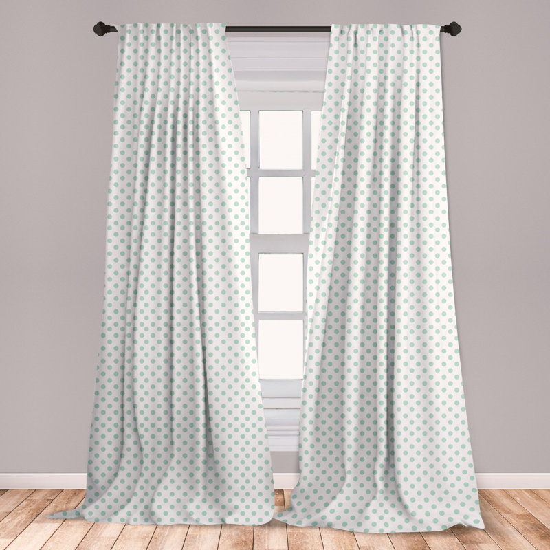 Polka Dots Semi-Sheer Rod Pocket Curtain Panels, 28" x 95", Green
