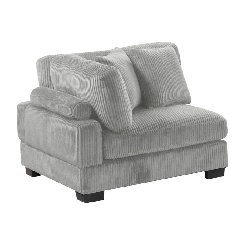 Bentley Modern Style Corduroy Fabric Upholstered Corner Wedge Made With Wood Frame In Gray, Gray