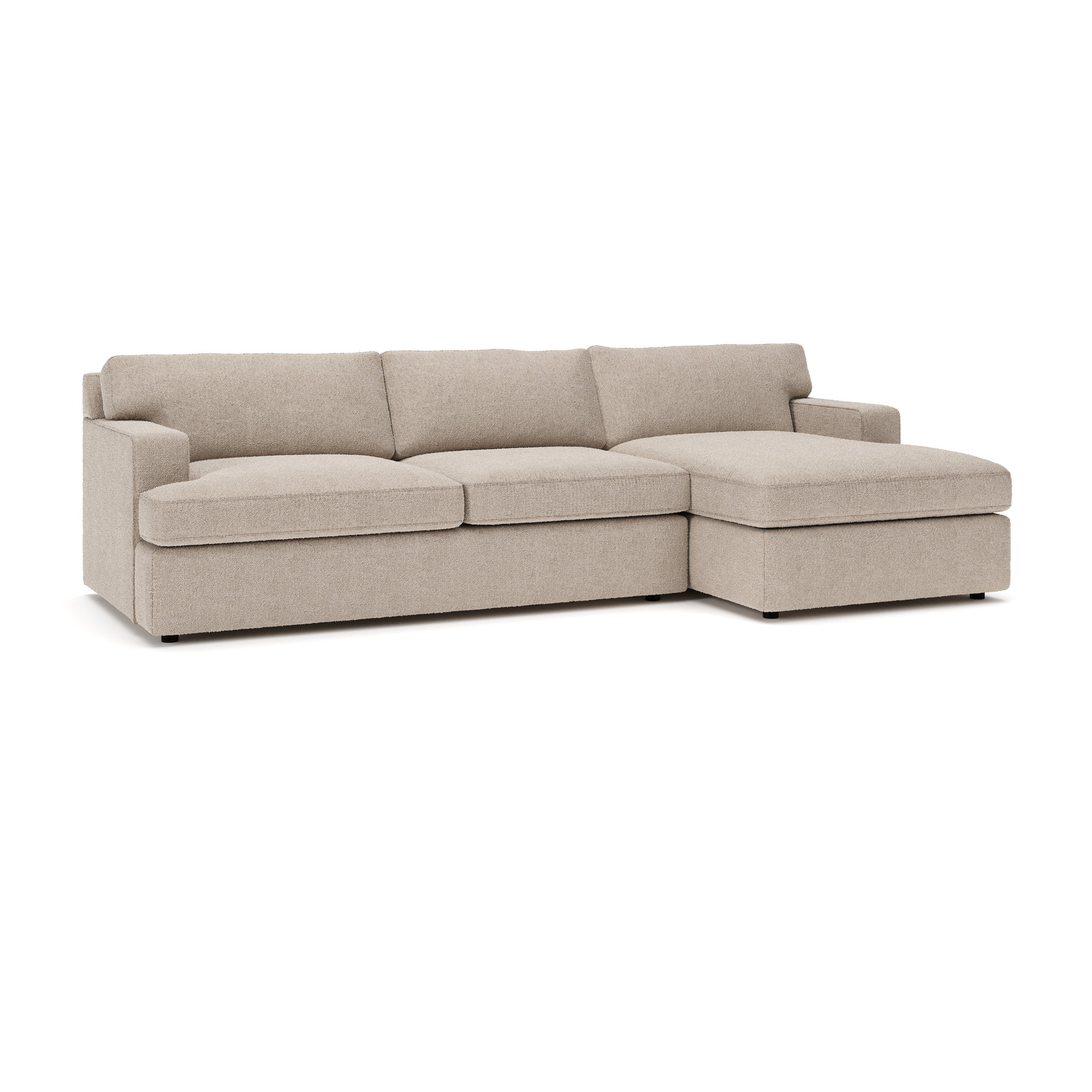 Cleo 2-Piece Upholstered Sectional, Davis Chateau Gray Bouclé, Right Hand Facing