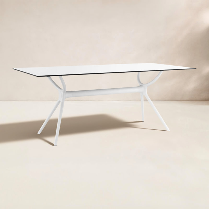 Farrah Rectangular Outdoor Dining Table , in. W in. D, White, 29.5" H x 71" L x 35.5" W