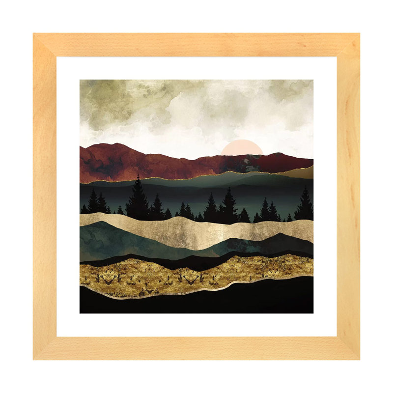 Début de l'automne - impression, Toile avec cadre en bois beige, Blanc, H 16 po x l 16 po x p 1 po