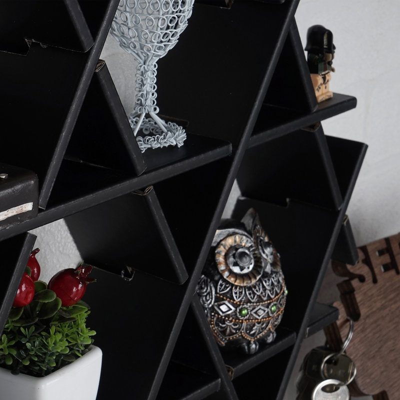 Aaliyha 4 Piece Hexagon Accent Shelf, 45.28" H x 39.37" W x 6.7" D, Black