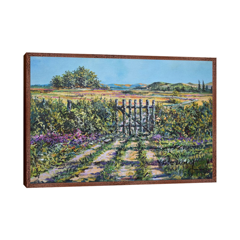Mary's Field 1 Piece Painting on Canvas, 45.72cm H x 66.04cm W x 3.81cm D, Classic Brown Wood Floater Framed