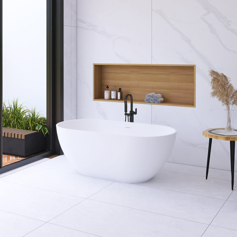 59'' x 29.5'' Freestanding Soaking Solid Surface Bathtub