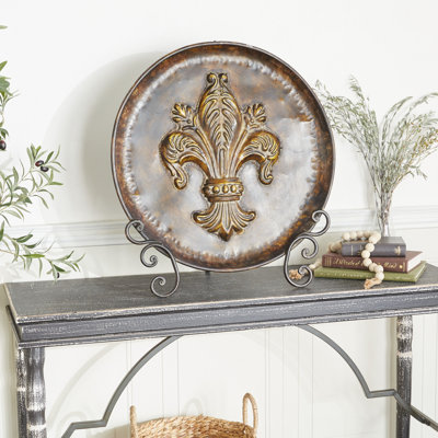 Assiette décorative en métal et acier inoxydable brun Fentress