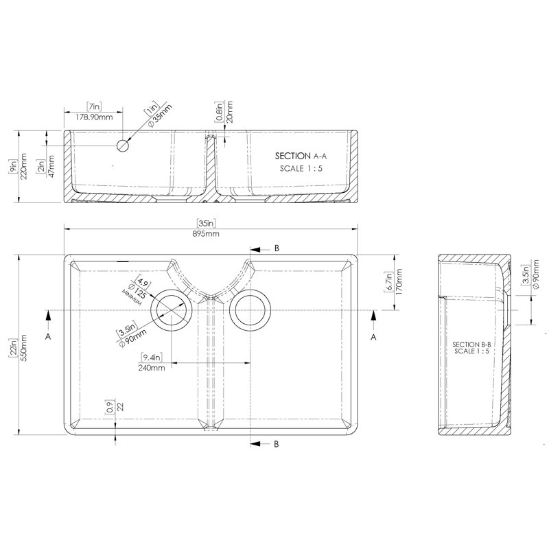 Double Bowl Farmhouse Kitchen Sink