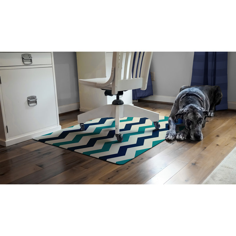Chevron 35 in. x 47 in. 9 to 5 Desk Chair Mat, Blue